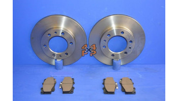 KIT DISQUES ET PLAQUETTES AVANT  pour  TOYOTA  HILUX PICKUP  YN106 - 2.2 essence 8/1988-8/1994 